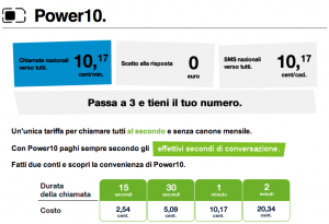 Tariffa Power10 di 3 Italia