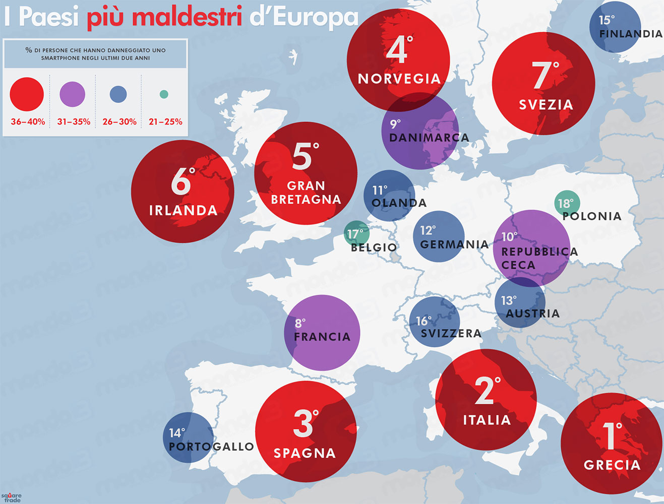 I Paesi più maldestri d'Europa (ricerca Squaretrade 2014)