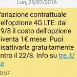 Variazione contrattuale Opzione LTE 3