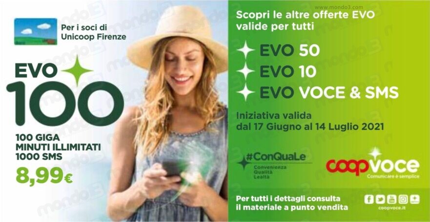 CoopVoce EVO100, promozione limited edition per Unicoop Firenze dal 17 giugno 2021